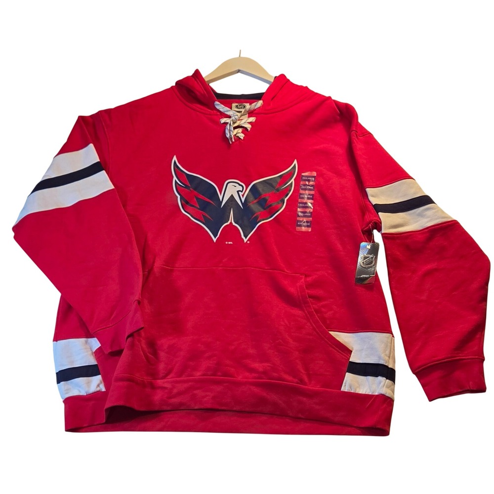 NHL Washington Capitals Hoodie Mens 3XL Red New Lace Up Hockey Sweatshirt